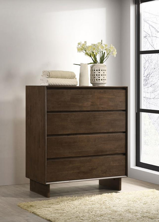 Glenwood - 4-Drawer Chest Of Drawers - Warm Brown – Accent Chests by Coaster Fine Furniture at Furniture Wholesale Plus , Nashville furniture store