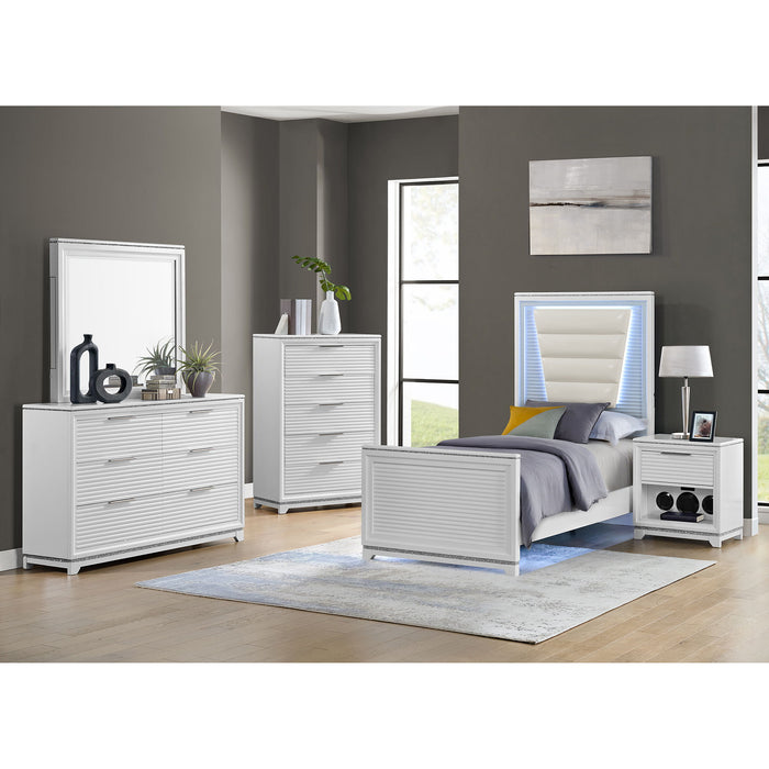 Denmark - 1-Drawer Nightstand With Speaker And USB - White – Nightstands w/ Charging Stations by Elements International at Furniture Wholesale Plus , Nashville furniture store