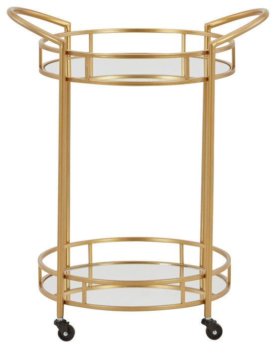 Wynora - Bar Cart - Gold – Bar Carts by Signature Design by Ashley® at Furniture Wholesale Plus , Nashville furniture store