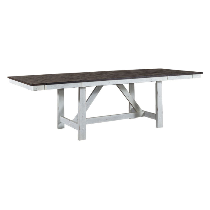 Farmhouse - Trestle Table - Two Tone White / Wood Tone – Dining Tables by Liberty Furniture at Furniture Wholesale Plus , Nashville furniture store