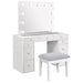 Regina - Makeup Vanity Table Set With Lighting - White – Vanity Sets by Coaster Fine Furniture at Furniture Wholesale Plus , Nashville furniture store