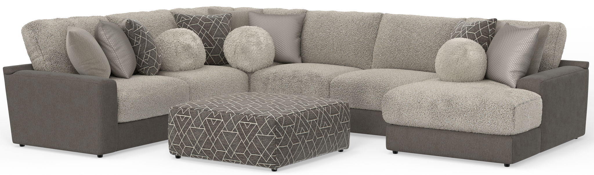Canyon - 4 Piece Sectional With Cuddler Seat Cushions, Included Accent Pillows And Cocktail Ottoman (Right Side Facing Chaise) - Umber – 2 Piece Living Room Sets by Jackson at Furniture Wholesale Plus , Nashville furniture store