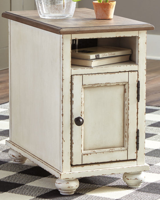 Realyn - Chair Side End Table - AC / USB - White / Brown – Chair Side Tables by Signature Design by Ashley® at Furniture Wholesale Plus , Nashville furniture store