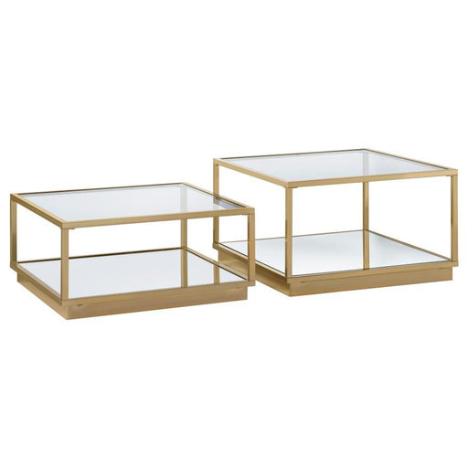 Renee - 2 Piece Square Coffee Table Set - Rose Brass – Table Sets by CoasterElevations at Furniture Wholesale Plus , Nashville furniture store