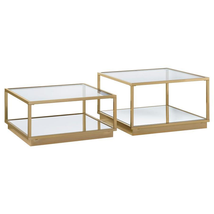 Renee - 2 Piece Square Coffee Table Set - Rose Brass – Table Sets by CoasterElevations at Furniture Wholesale Plus , Nashville furniture store