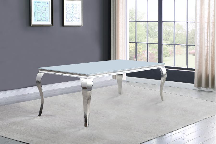 Carone - Rectangular Glass Top Dining Table – Dining Tables by CoasterElevations at Furniture Wholesale Plus , Nashville furniture store
