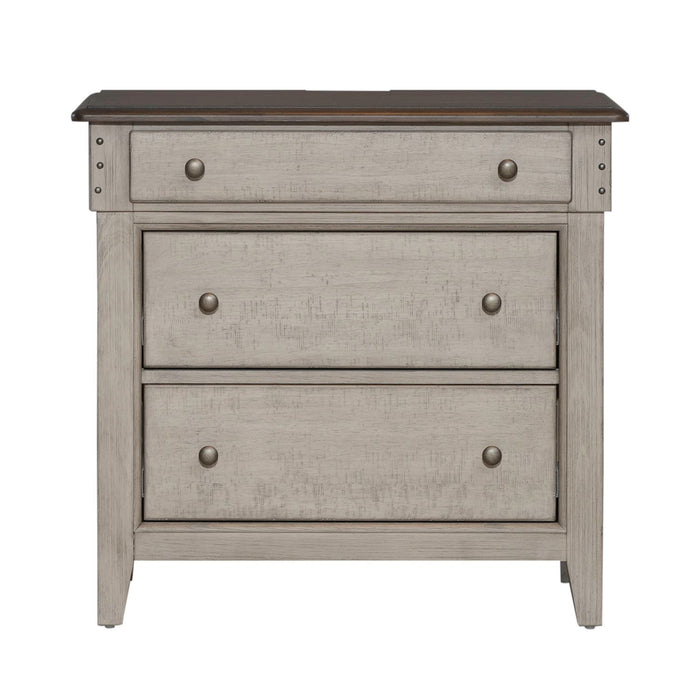 Ivy Hollow - 3 Drawer Bedside Chest With Charging Station - Weathered Linen / Dusty Taupe – Bedside Chests by Liberty Furniture at Furniture Wholesale Plus , Nashville furniture store