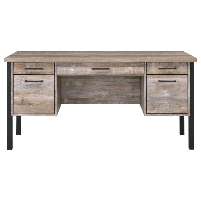 Samson - 4-Drawer Office Computer Desk - Weathered Oak - Premium Computer Desks from CoasterEveryday - Just $419! Shop now at Furniture Wholesale Plus  We are the best furniture store in Nashville, Hendersonville, Goodlettsville, Madison, Antioch, Mount Juliet, Lebanon, Gallatin, Springfield, Murfreesboro, Franklin, Brentwood