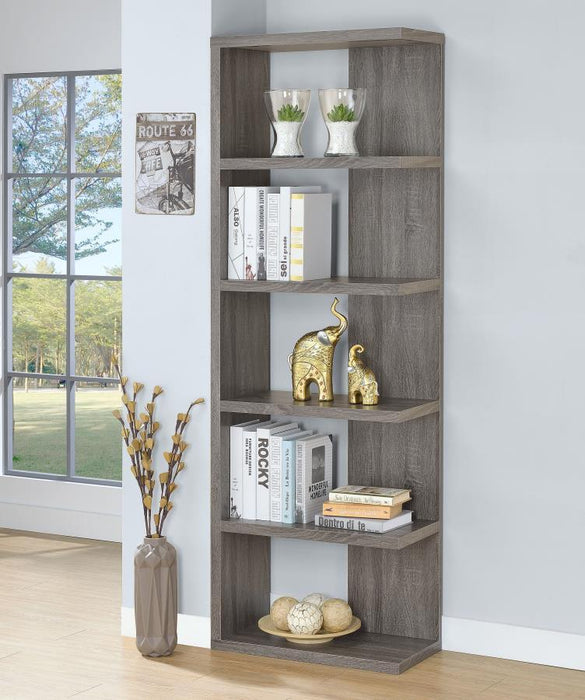 Harrison - 5-Shelf Bookshelf - Weathered Gray - Premium Standard Bookcases from CoasterEveryday - Just $159! Shop now at Furniture Wholesale Plus  We are the best furniture store in Nashville, Hendersonville, Goodlettsville, Madison, Antioch, Mount Juliet, Lebanon, Gallatin, Springfield, Murfreesboro, Franklin, Brentwood