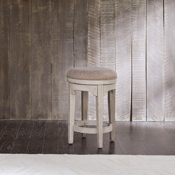 Farmhouse Reimagined - Console Swivel Stool - Antique White / Chestnut Tops – Counter Height (24"-27") by Liberty Furniture at Furniture Wholesale Plus , Nashville furniture store