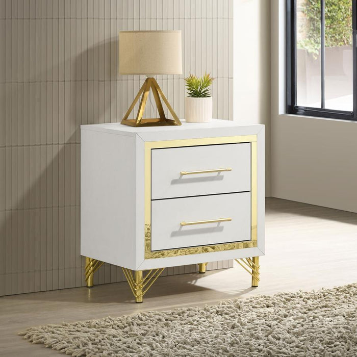 Lucia - 2-Drawer Nightstand - White – Accent Nightstands by Coaster Fine Furniture at Furniture Wholesale Plus , Nashville furniture store
