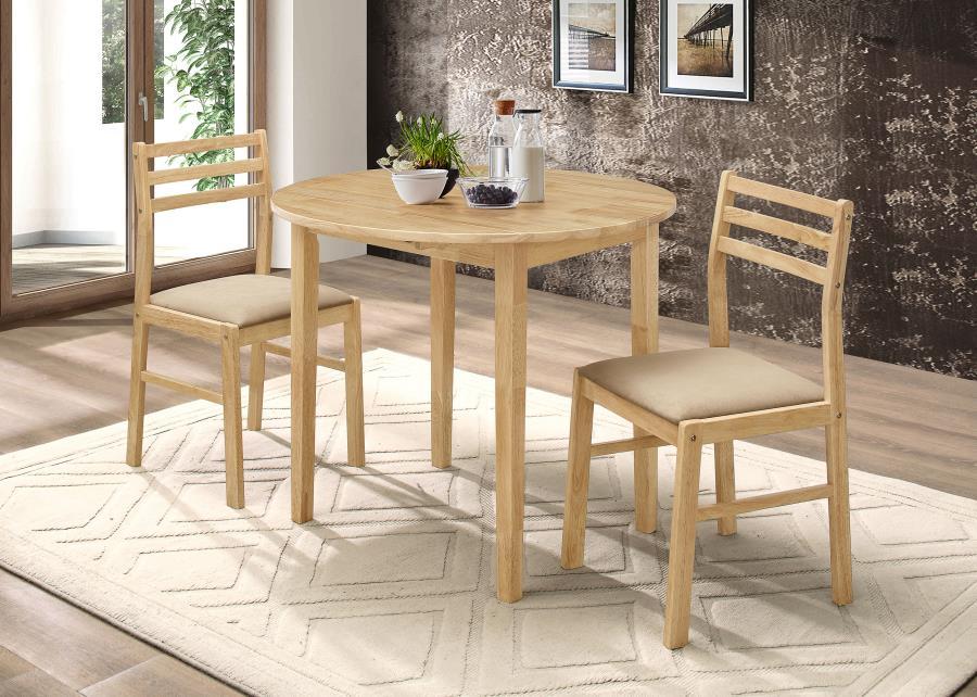 Bucknell - 3 Piece Round Drop Leaf Dining Table Set - Premium 3 Piece Dining Room Sets from CoasterEveryday - Just $299! Shop now at Furniture Wholesale Plus  We are the best furniture store in Nashville, Hendersonville, Goodlettsville, Madison, Antioch, Mount Juliet, Lebanon, Gallatin, Springfield, Murfreesboro, Franklin, Brentwood
