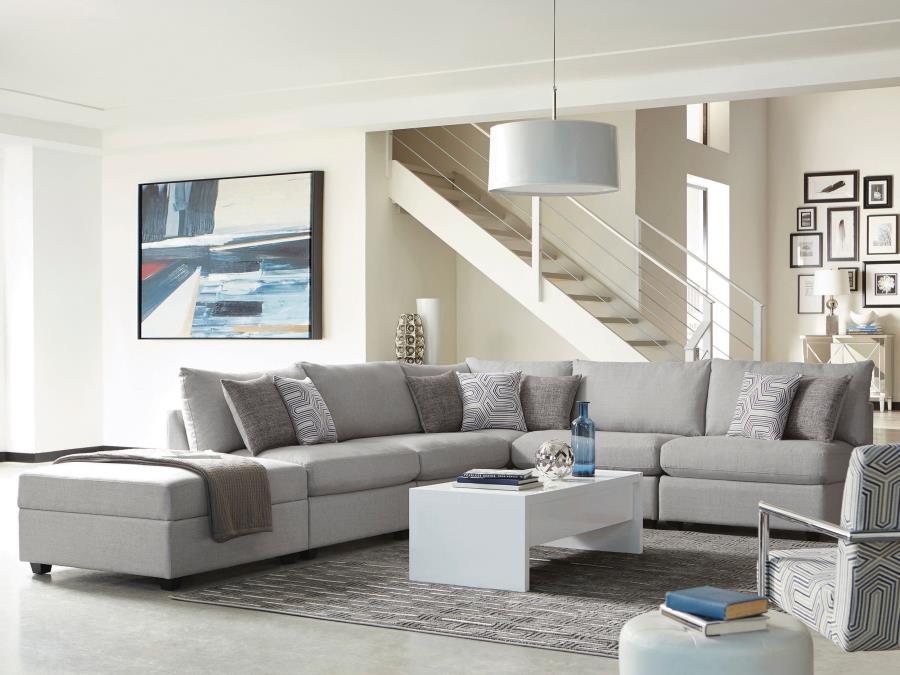 Cambria - 4 Piece Upholstered Modular Sectional Sofa - Gray – Stationary Sectionals by CoasterElevations at Furniture Wholesale Plus , Nashville furniture store