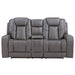 Daniel - Triple Power Leather Theater Loveseat - Gray – Reclining Loveseats by Steve Silver Furniture at Furniture Wholesale Plus , Nashville furniture store