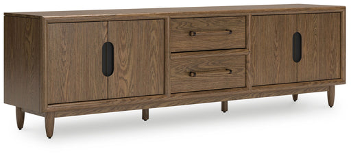 Roanhowe - Extra Large TV Stand - Brown – TV Stands by Signature Design by Ashley® at Furniture Wholesale Plus , Nashville furniture store