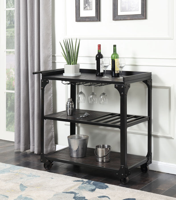 Sherlock - Cart With Casters - Black – Bar Carts by Steve Silver Furniture at Furniture Wholesale Plus , Nashville furniture store