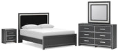 Zuraleus - 4 Pc. - Queen Upholstered Bed With Roll Slats, Dresser, Mirror And Nightstand - Black – 4 Piece Bedroom Sets by Signature Design by Ashley® at Furniture Wholesale Plus , Nashville furniture store