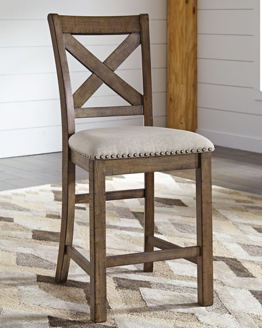 Moriville - Beige - Upholstered Barstool (Set of 2) - Premium Stool Sets from Signature Design by Ashley® - Just $268! Shop now at Furniture Wholesale Plus  We are the best furniture store in Nashville, Hendersonville, Goodlettsville, Madison, Antioch, Mount Juliet, Lebanon, Gallatin, Springfield, Murfreesboro, Franklin, Brentwood