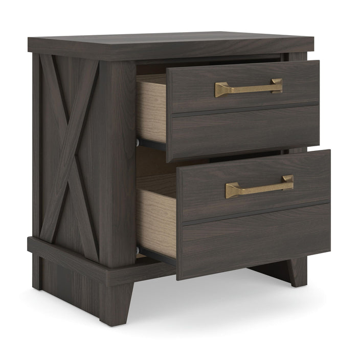 Vonitta Bay - Two Drawer Night Stand - Dark Brown – Nightstands w/ Charging Stations by Signature Design by Ashley® at Furniture Wholesale Plus , Nashville furniture store