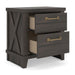 Vonitta Bay - Two Drawer Night Stand - Dark Brown – Nightstands w/ Charging Stations by Signature Design by Ashley® at Furniture Wholesale Plus , Nashville furniture store