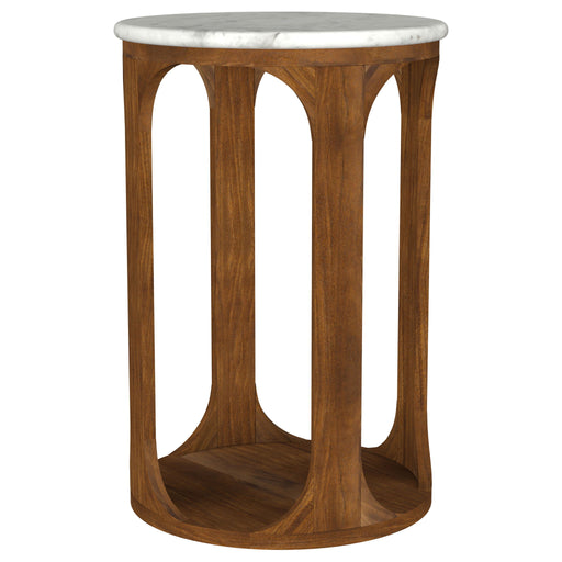 Berkeley - Round Marble Top Side Table - White And Brown – Side Tables by Coaster Fine Furniture at Furniture Wholesale Plus , Nashville furniture store