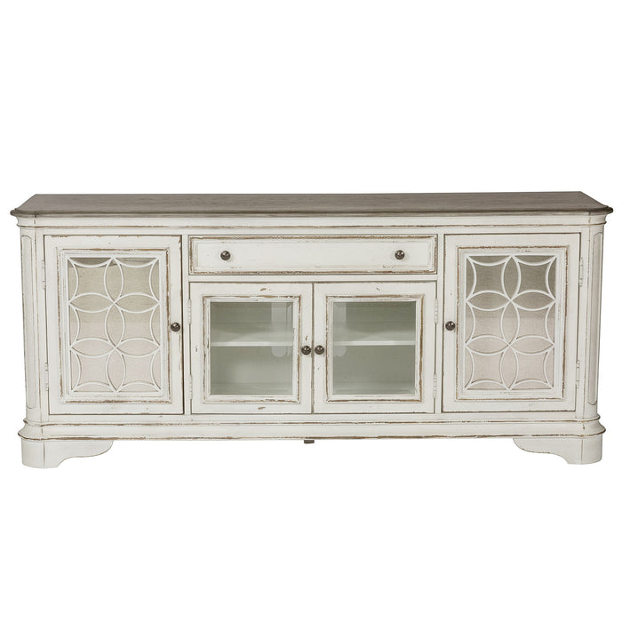 Magnolia Manor - Entertainment TV Stand (Glass Doors) - Antique White – TV Stands by Liberty Furniture at Furniture Wholesale Plus , Nashville furniture store