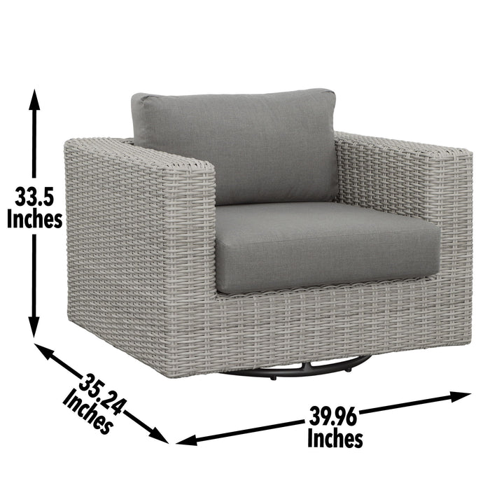 Blakley - Outdoor Swilvel Chair (Set of 2) With Half Round Wicker - Gray - Premium Chair Sets from Steve Silver Furniture - Just $3079! Shop now at Furniture Wholesale Plus  We are the best furniture store in Nashville, Hendersonville, Goodlettsville, Madison, Antioch, Mount Juliet, Lebanon, Gallatin, Springfield, Murfreesboro, Franklin, Brentwood