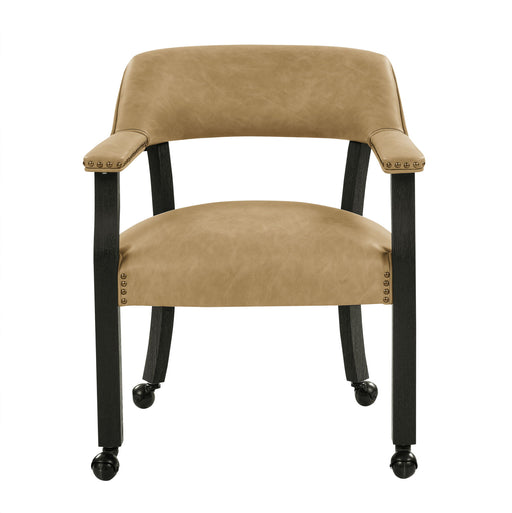 Rylie - Captains Chair - Black Finish With Sand Vegan Leather - Black – Arm Chairs by Steve Silver Furniture at Furniture Wholesale Plus , Nashville furniture store