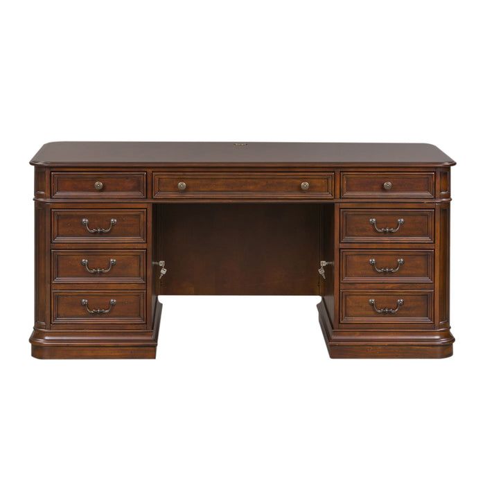 Brayton Manor - Jr Executive Desk - Cognac – Executive Desks by Liberty Furniture at Furniture Wholesale Plus , Nashville furniture store