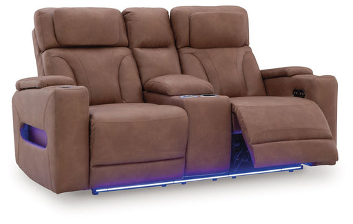 Clean-Slate - Power Reclining Loveseat With Console / Adj Headrest - Caramel – Reclining Loveseats by Signature Design by Ashley® at Furniture Wholesale Plus , Nashville furniture store