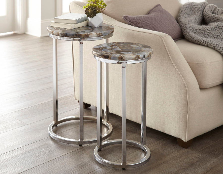 Onyx - Agate Top Nesting Table - Pearl Silver – Nesting Tables by Steve Silver Furniture at Furniture Wholesale Plus , Nashville furniture store