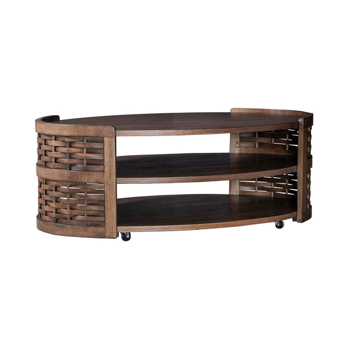 Warren Park - Oval Cocktail Table - Coffee Brown – Cocktail Tables by Liberty Furniture at Furniture Wholesale Plus , Nashville furniture store