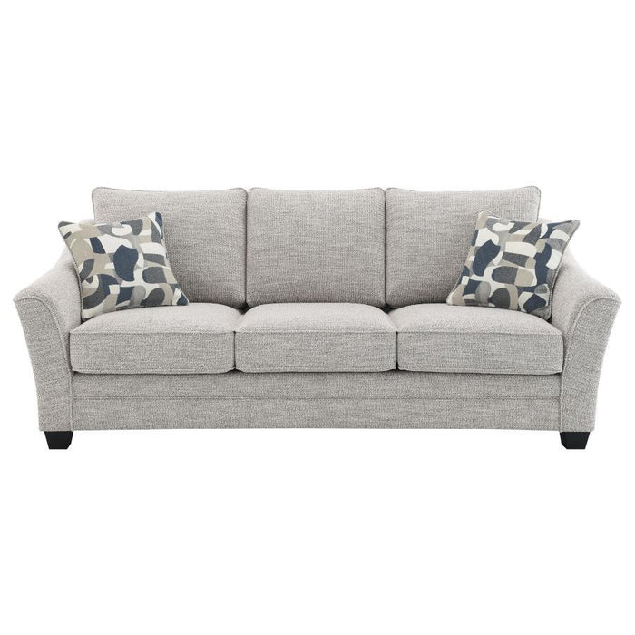 Tomkins - Boucle Upholstered Sofa - Light Gray – Stationary Sofas by Coaster Fine Furniture at Furniture Wholesale Plus , Nashville furniture store