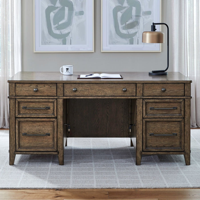 Carolina Park - Jr Executive Desk - Amber Brown – Executive Desks by Liberty Furniture at Furniture Wholesale Plus , Nashville furniture store