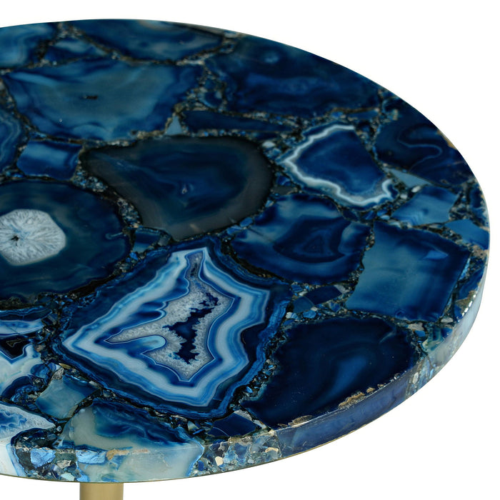 Oceana - Agate Top Round Chairside Table - Blue – Chair Side Tables by Steve Silver Furniture at Furniture Wholesale Plus , Nashville furniture store