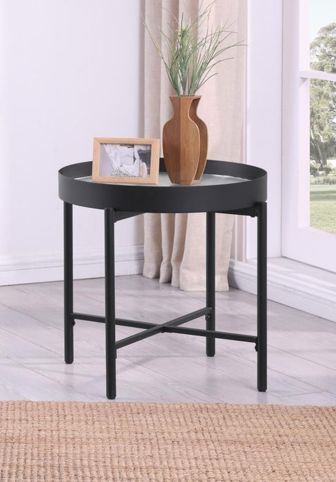 Ozella - Round Table With Hidden Storage Sandy – End Tables by Coaster Fine Furniture at Furniture Wholesale Plus , Nashville furniture store
