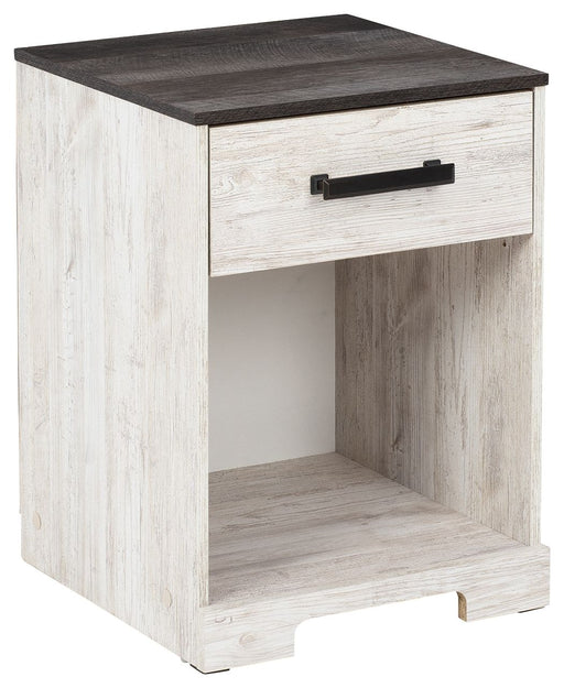 Shawburn - White / Black / Gray - One Drawer Night Stand - Open Cubby - Premium Accent Nightstands from Signature Design by Ashley® - Just $88! Shop now at Furniture Wholesale Plus  We are the best furniture store in Nashville, Hendersonville, Goodlettsville, Madison, Antioch, Mount Juliet, Lebanon, Gallatin, Springfield, Murfreesboro, Franklin, Brentwood