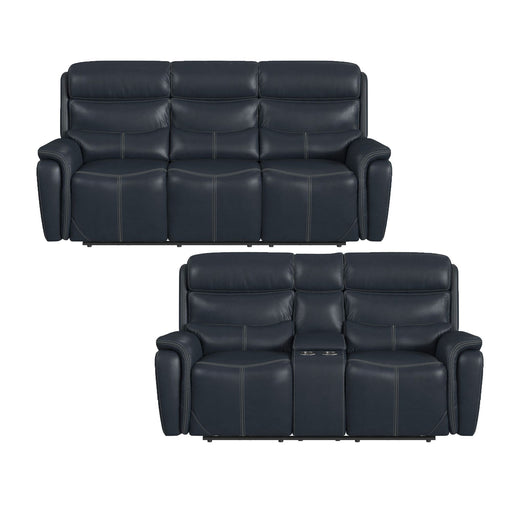 Aruba - 2 Piece Living Room Set (Sofa & Loveseat) - Pebble Navy – Reclining Sofas & Loveseats by Elements International at Furniture Wholesale Plus , Nashville furniture store