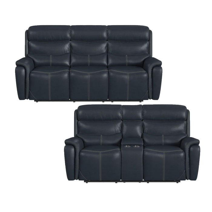 Aruba - 2 Piece Living Room Set (Sofa & Loveseat) - Pebble Navy – Reclining Sofas & Loveseats by Elements International at Furniture Wholesale Plus , Nashville furniture store