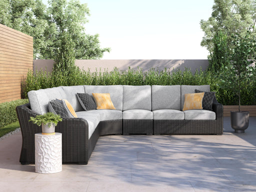 Beachcroft - 6-Piece Outdoor Sectional - Black / Light Gray – Stationary Sectionals by Signature Design by Ashley® at Furniture Wholesale Plus , Nashville furniture store