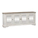 Magnolia Manor - 4 Doors TV Console - Antique White – TV Stands by Liberty Furniture at Furniture Wholesale Plus , Nashville furniture store