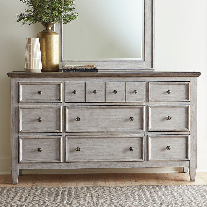 Heartland - 9 Drawer Dresser - Antique White / Tobacco Tops – Dressers by Liberty Furniture at Furniture Wholesale Plus , Nashville furniture store
