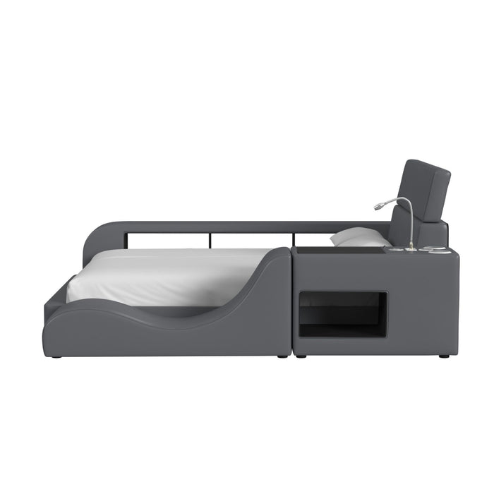 Valari - PU Transformer Bed With Electronic Features – Upholstered Beds by Elements International at Furniture Wholesale Plus , Nashville furniture store