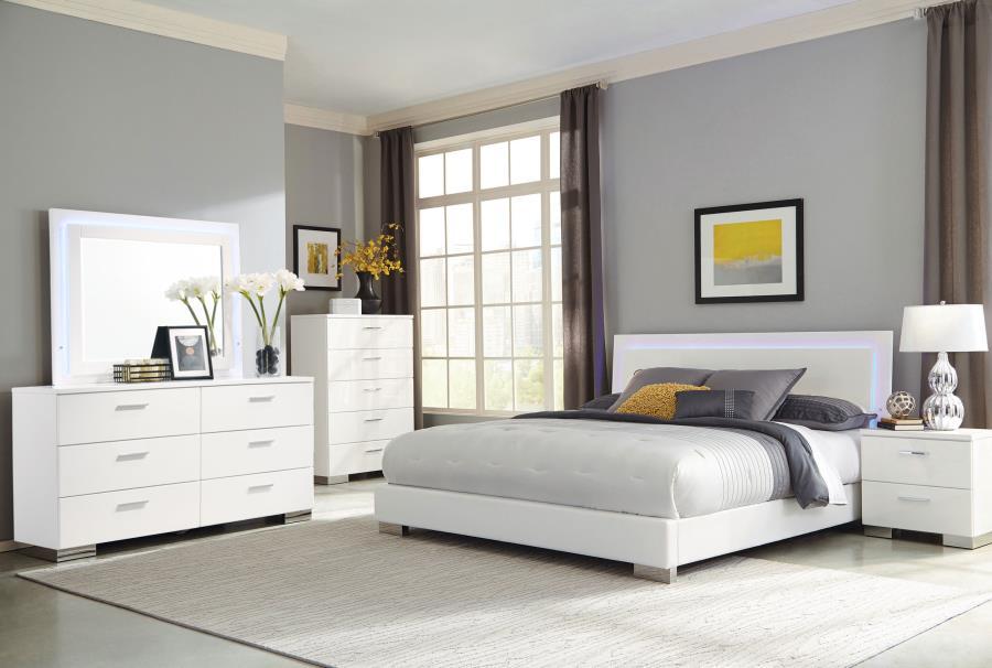 Felicity - 6-Drawer Dresser With LED Mirror - White High Gloss – Dresser & Mirror by CoasterEssence at Furniture Wholesale Plus , Nashville furniture store