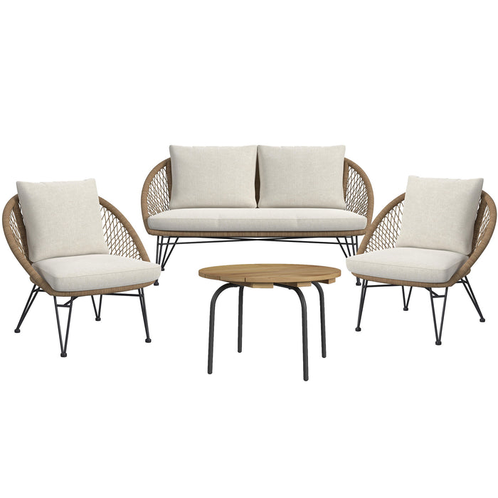 Grace - 4 Piece Outdoor Seating Set - Beige / Natural – 4 Piece Outdoor Sets by Elements International at Furniture Wholesale Plus , Nashville furniture store