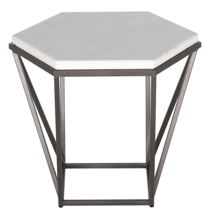 Corvus - End Table With Marble Top Hexagon - White – End Tables by Steve Silver Furniture at Furniture Wholesale Plus , Nashville furniture store