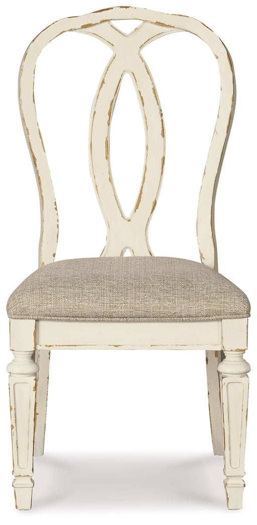 Realyn - Dining UPH Side Chair (Set of 2) - Ribbonback - Chipped White – Chair Sets by Signature Design by Ashley® at Furniture Wholesale Plus , Nashville furniture store
