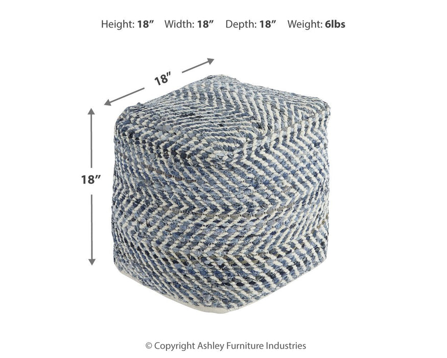 Chevron - Pouf - Blue – Accent Poufs by Signature Design by Ashley® at Furniture Wholesale Plus , Nashville furniture store