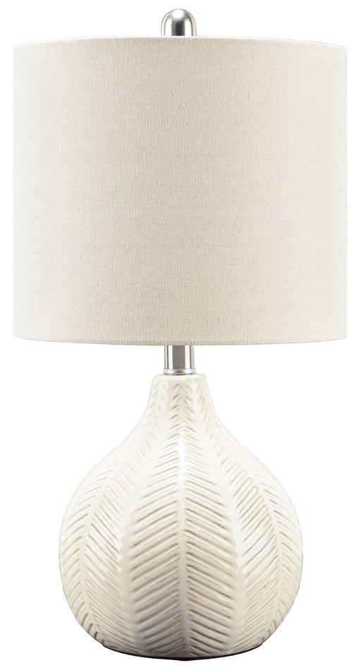 Rainermen - Off White - Ceramic Table Lamp - Premium Table Lamps from Signature Design by Ashley® - Just $68! Shop now at Furniture Wholesale Plus  We are the best furniture store in Nashville, Hendersonville, Goodlettsville, Madison, Antioch, Mount Juliet, Lebanon, Gallatin, Springfield, Murfreesboro, Franklin, Brentwood