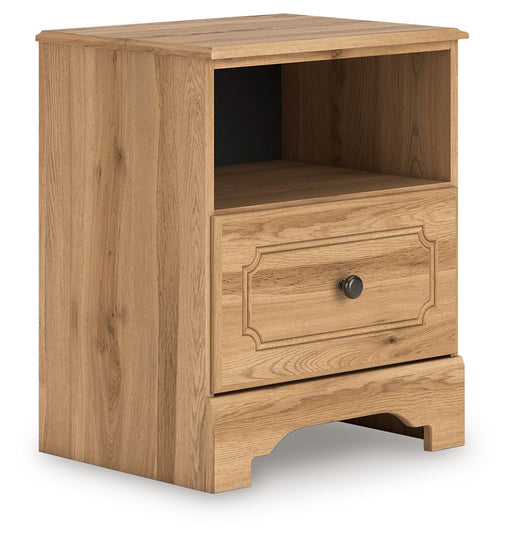 Aleaport - Warm Brown - One Drawer Night Stand - Premium Nightstands w/ Charging Stations from Signature Design by Ashley® - Just $158! Shop now at Furniture Wholesale Plus  We are the best furniture store in Nashville, Hendersonville, Goodlettsville, Madison, Antioch, Mount Juliet, Lebanon, Gallatin, Springfield, Murfreesboro, Franklin, Brentwood